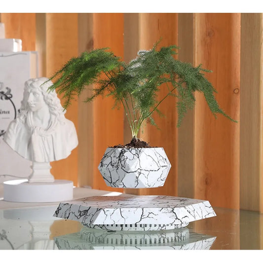 Levitating Marble Floating Plant Pot